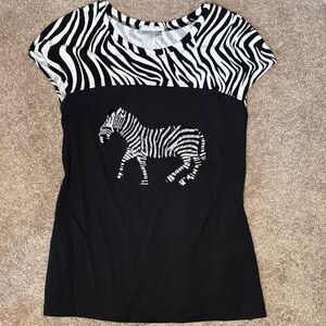 Alberto Makali Black and White Zebra Print Tee